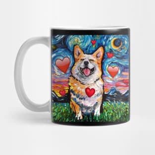 Smiling Corgi Night with hearts Mug